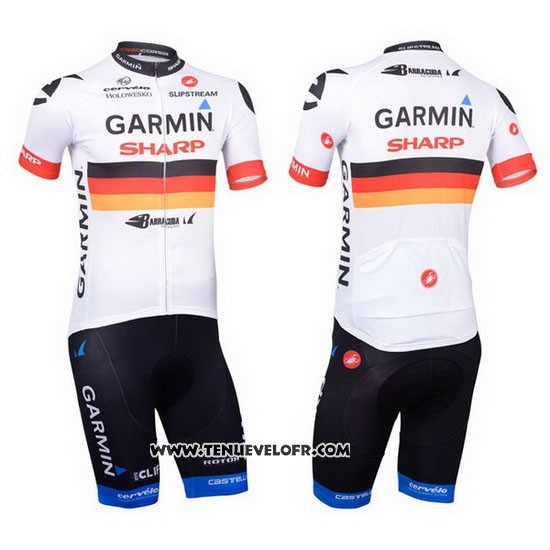 2013 Maillot Ciclismo Garmin Sharp Champion Allemagne Manches Courtes et Cuissard